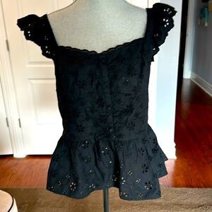 GAP Eyelet Black Peplum Top - NEW! size XL
